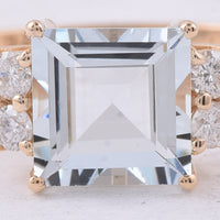 1.80 Ct Square Step Cut Natural Aquamarine 14K Gold Ring
