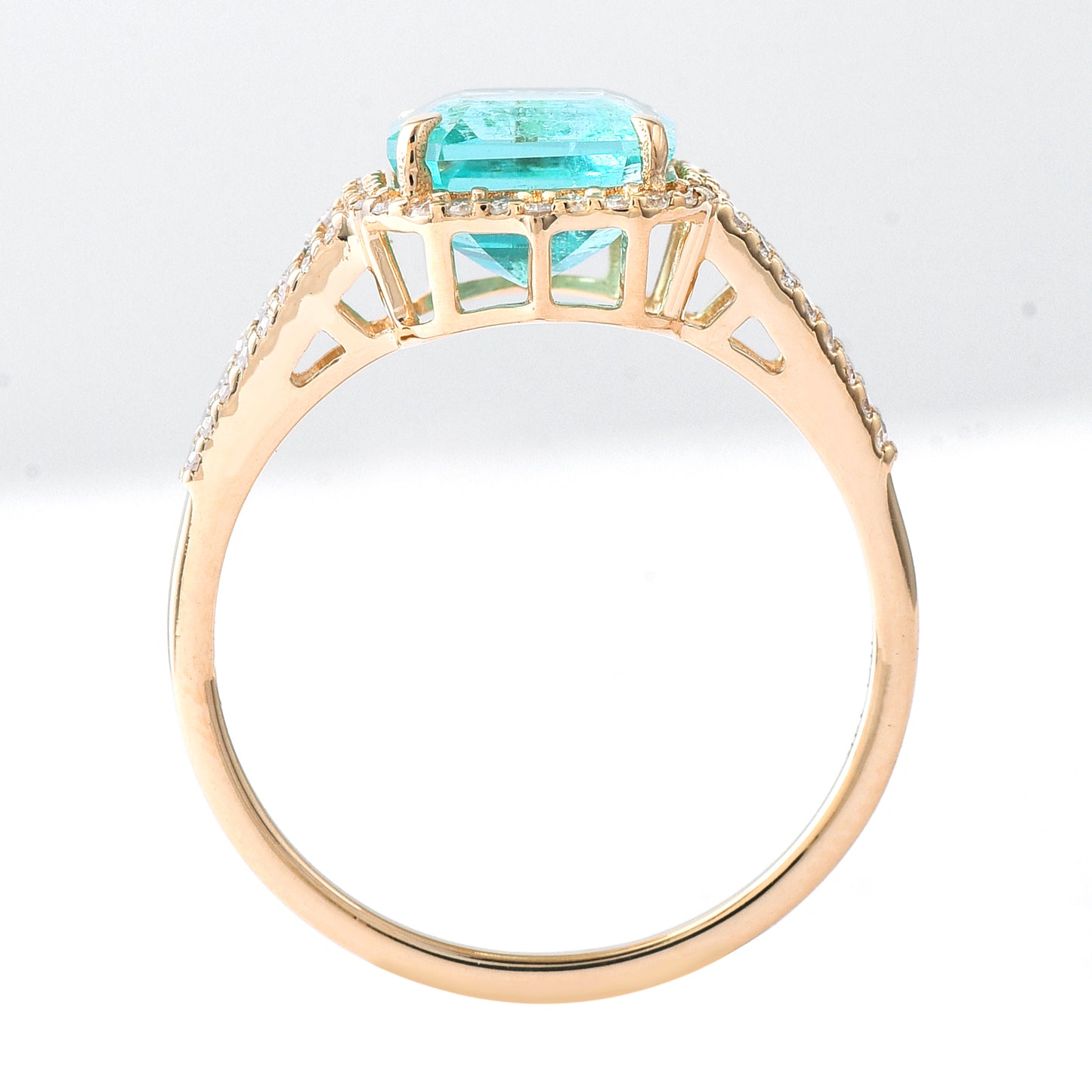 2.30 Ct Octagon Step Cut Natural Emerald 14K Gold Ring
