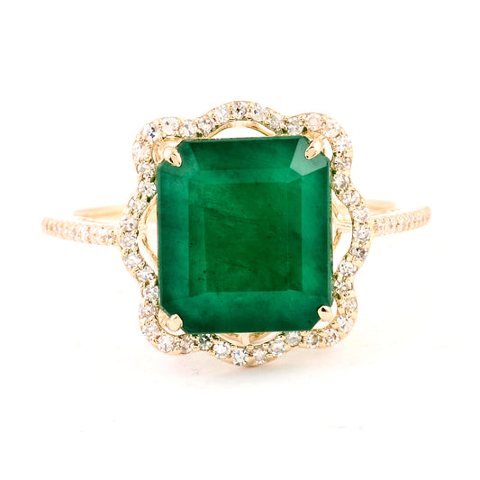 4.62 Ct Natural Beryl Emerald 14K Gold Ring