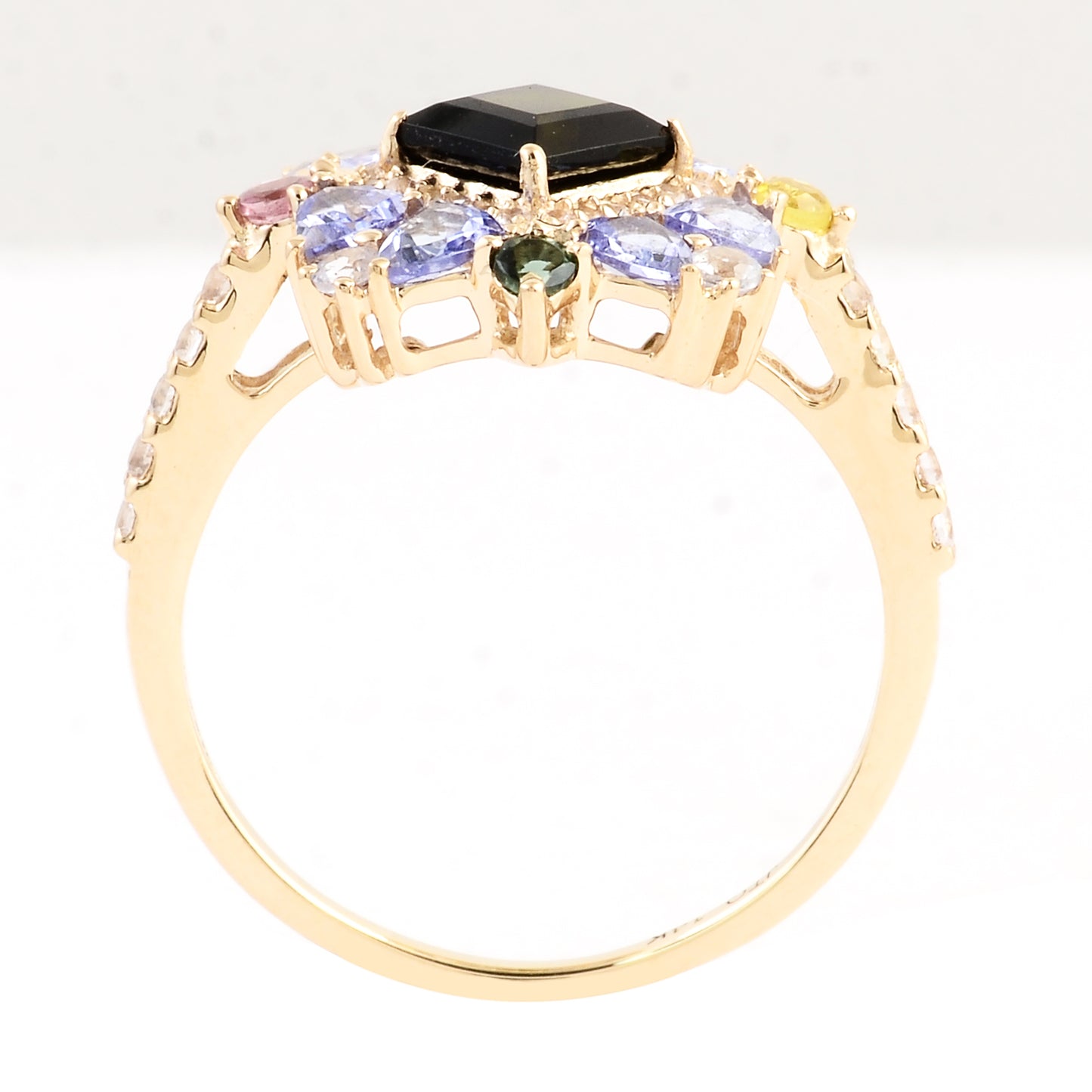 2.11 Ct Square Multi Tourmaline 14K Gold Ring