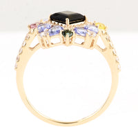 2.11 Ct Square Multi Tourmaline 14K Gold Ring