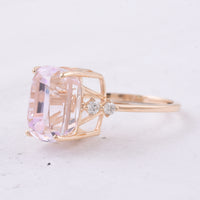 7.88 Ct Cushion Natural Kunzite 14K Gold Ring