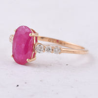 1.55 Ct Oval Natural Ruby 14K Gold Ring
