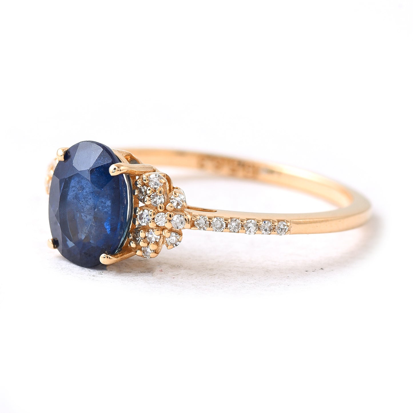 1.68 Ct Oval Mixed Cut Natural Sapphire 14K Gold Ring