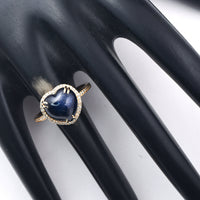 6.55 Ct Heart Cabochon Natural Sapphire 14K Gold Ring