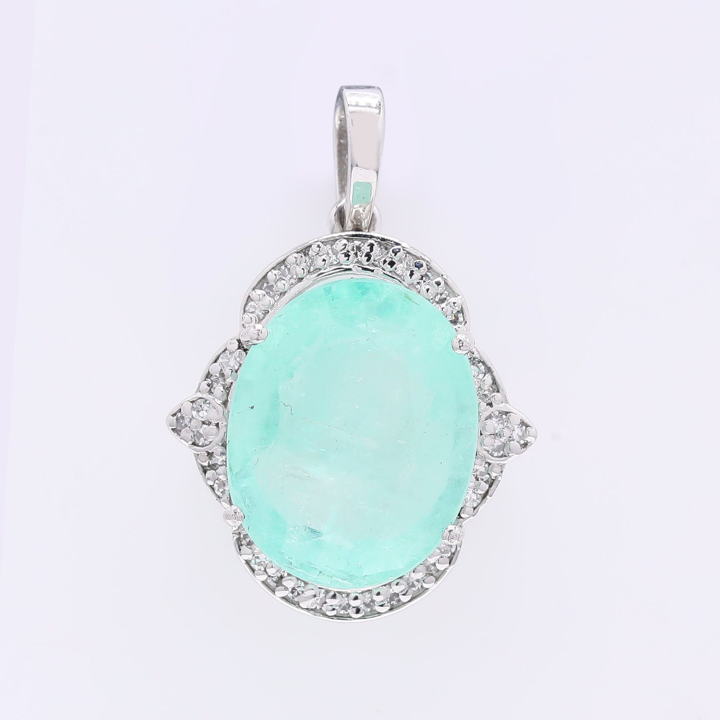 6.62 Ct Oval Mixed Cut Natural Emerald 950 Platinum Pendant
