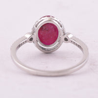 2.01 Ct Oval Mixed Cut Natural Ruby 950 Platinum Ring