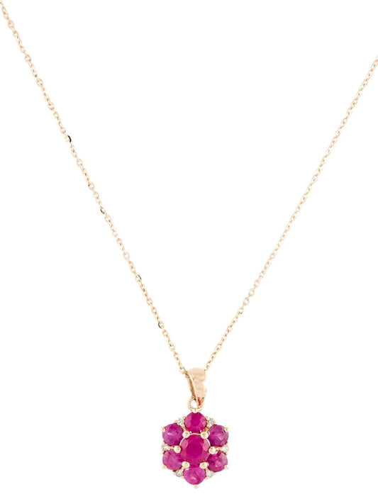 14K 1.09ctw Ruby & Diamond Pendant Necklace