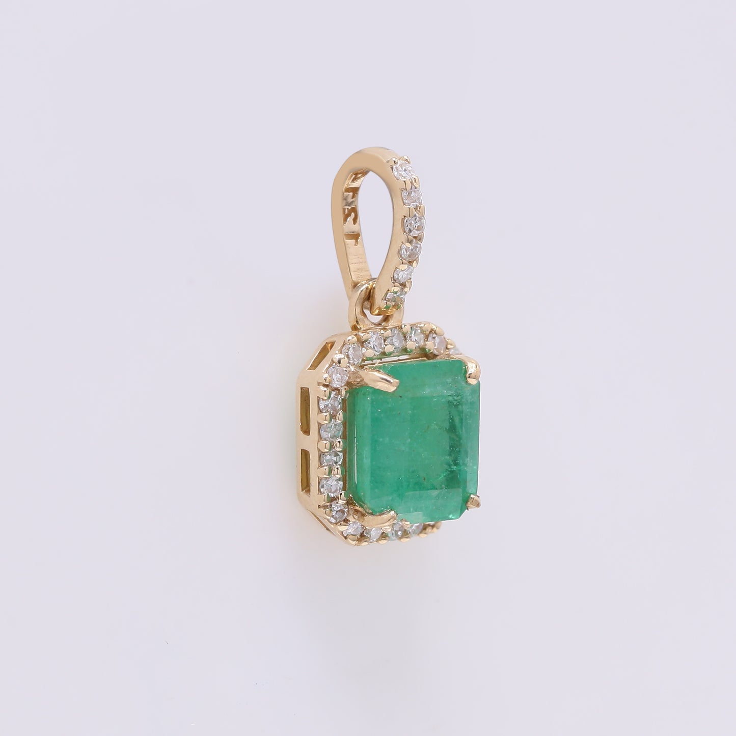 1.09 Ct Octagon Emerald 14K Gold Pendant