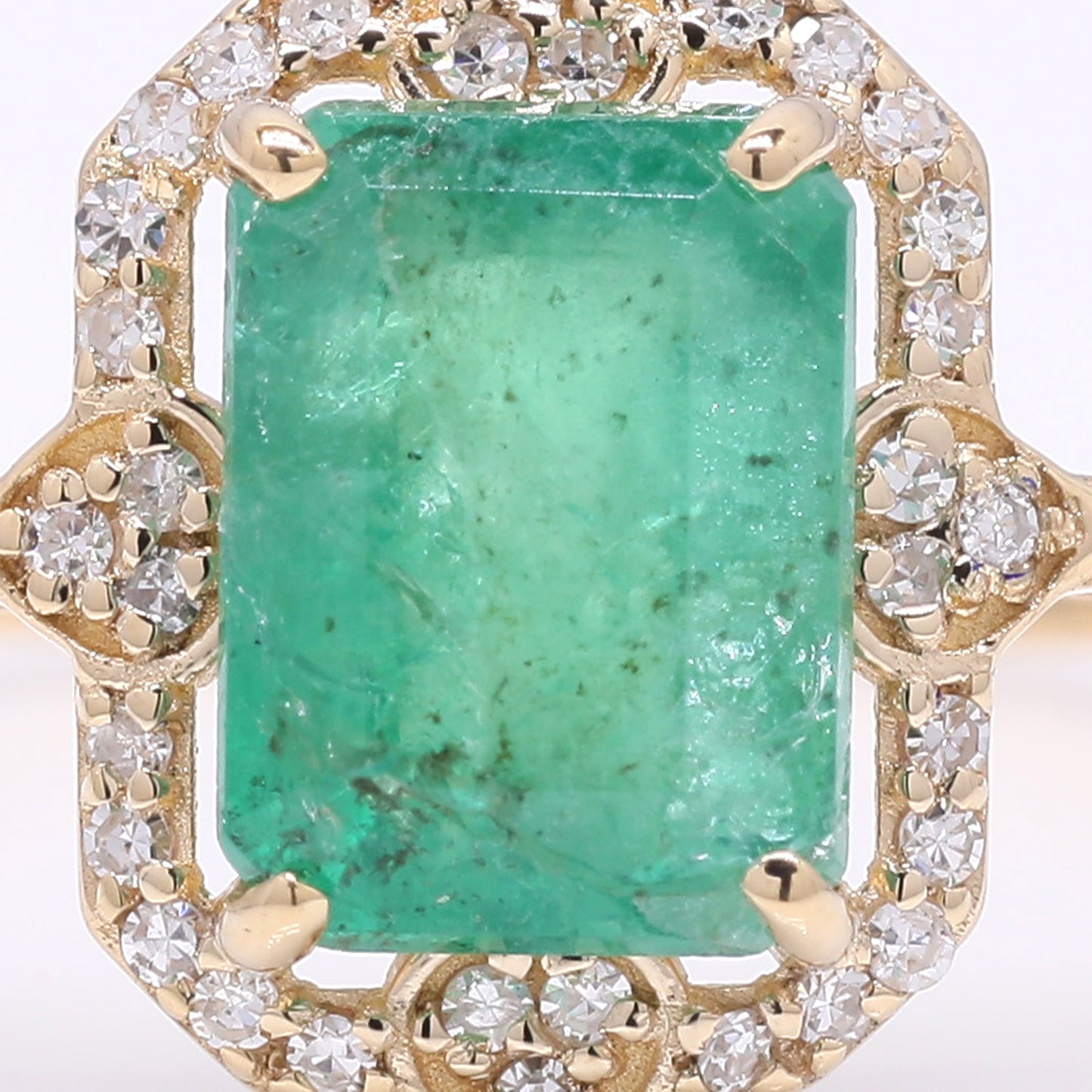 1.79 Ct Octagon Step Cut Natural Emerald 14K Gold Ring