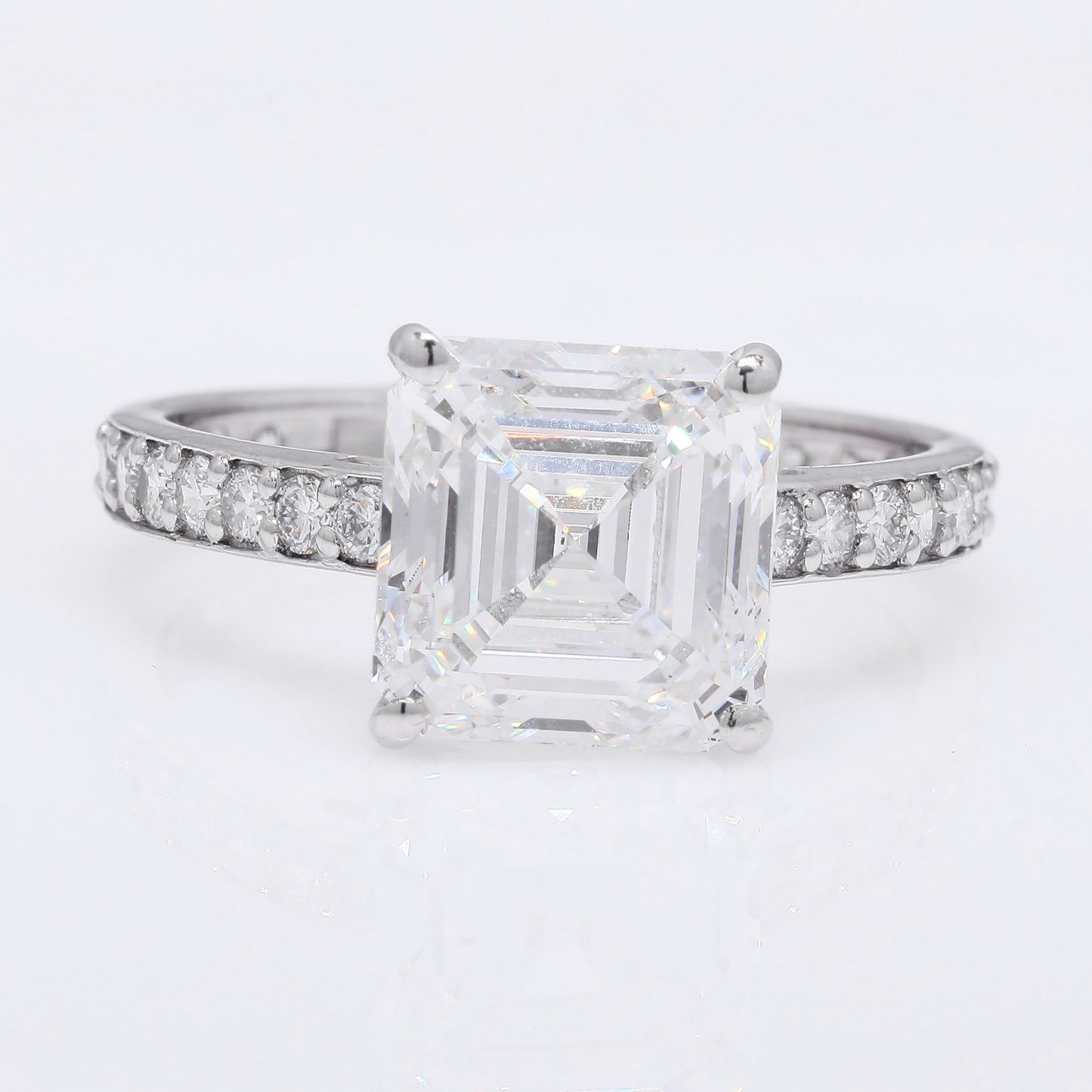 4.53 Ct Square Emerald Cut Lab Grown Diamond 950 Platinum Ring