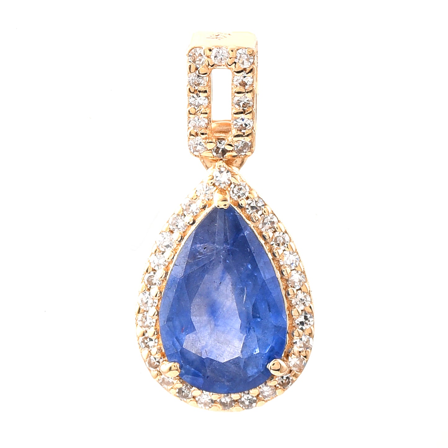 1.40 Ct Pear Mixed Cut Natural Sapphire 14K Gold Pendant