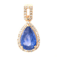 1.40 Ct Pear Mixed Cut Natural Sapphire 14K Gold Pendant