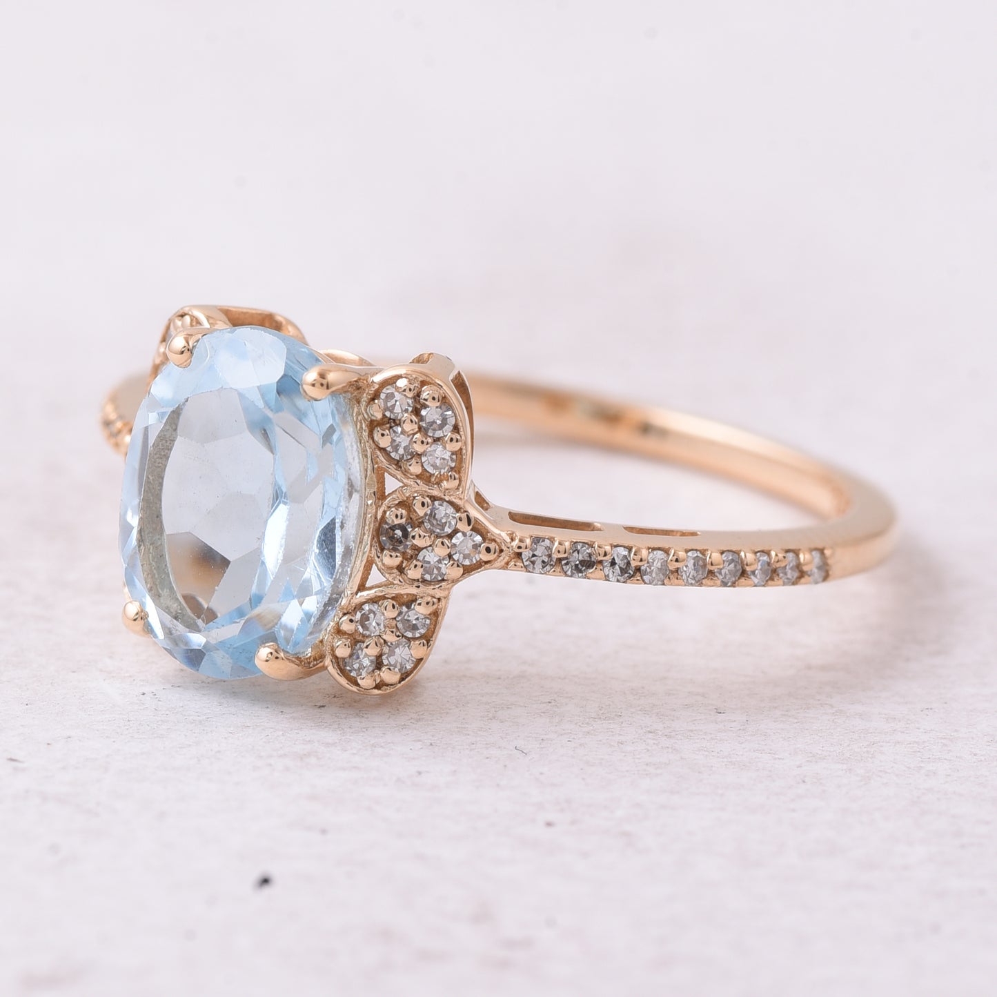2.41 Ct Oval Mixed Cut Natural Topaz 14K Gold Ring