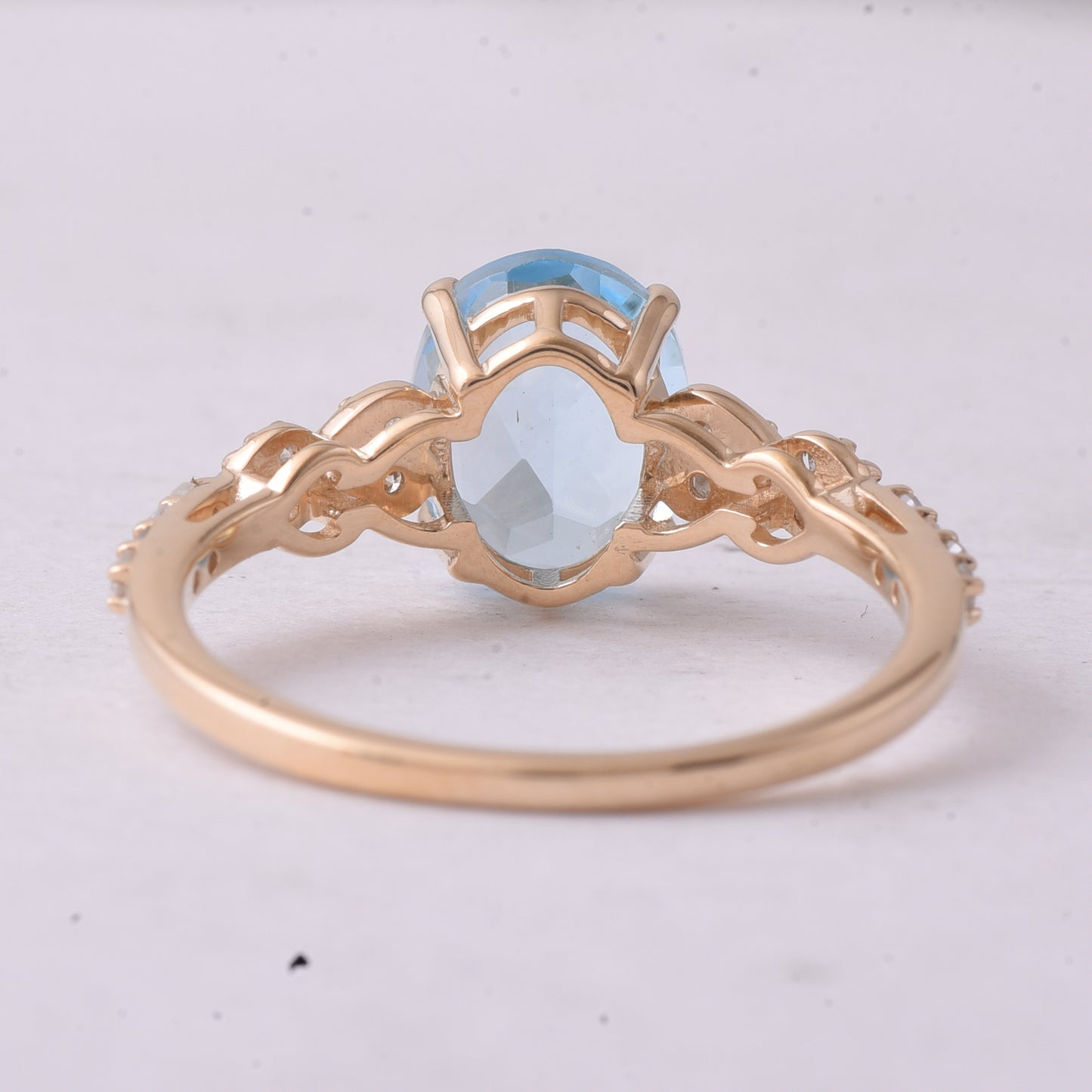 2.44 Ct Oval Blue Topaz 9K Gold Ring