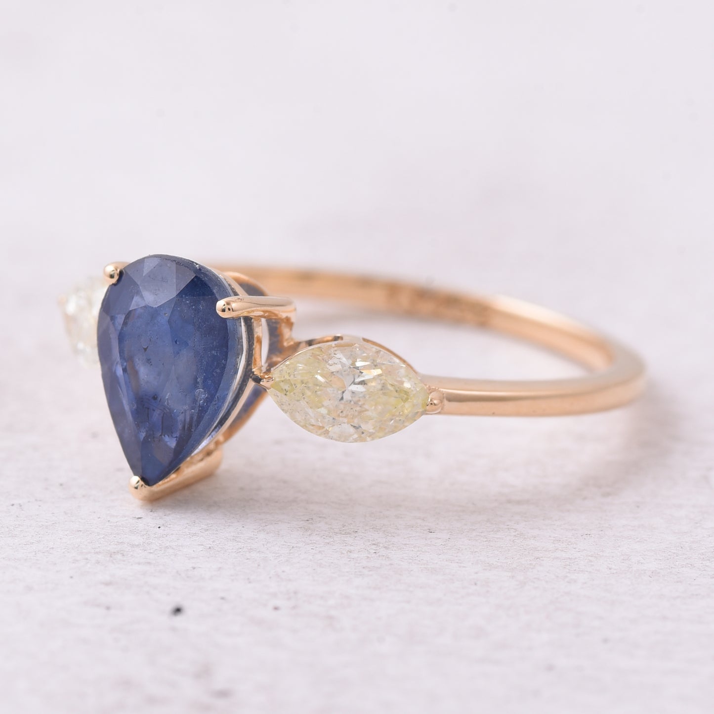 2.16 Ct Pear Natural Sapphire 14K Gold Ring