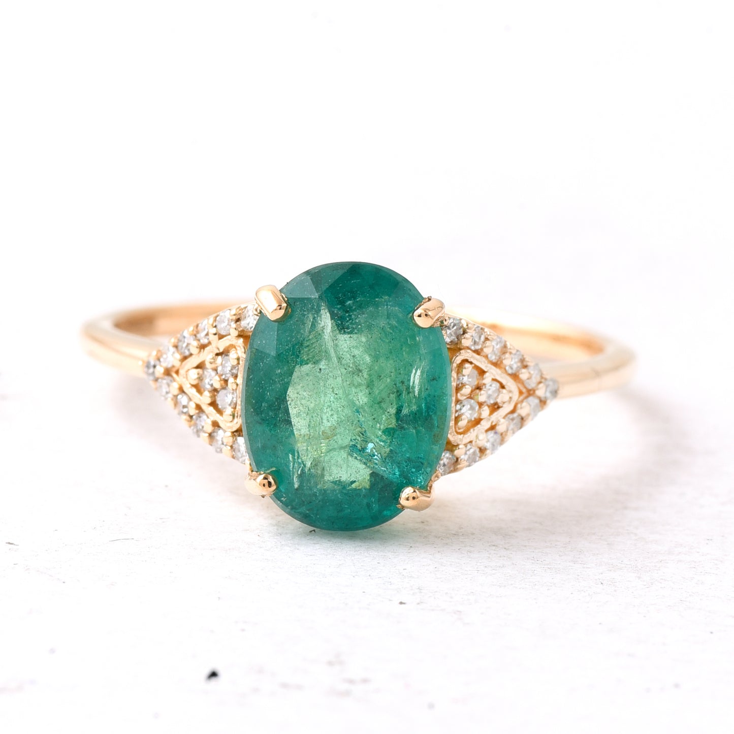 2.01 Ct Oval Emerald 14K Gold Ring