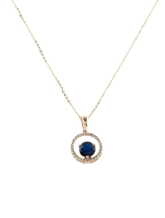 14K Sapphire & Diamond Pendant Necklace