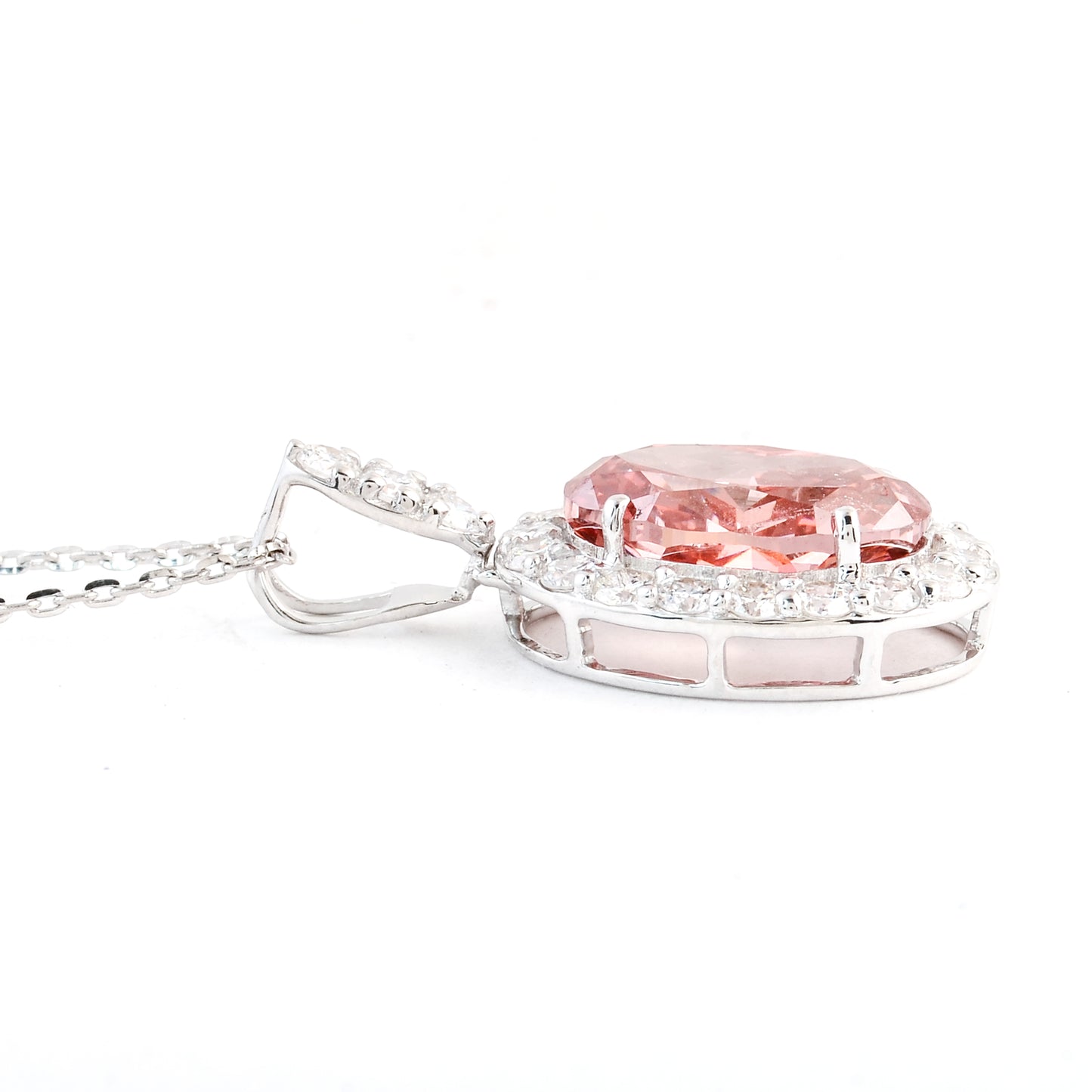 3.22 Carats Pink Lab Grown Diamond 14K Gold Pendant