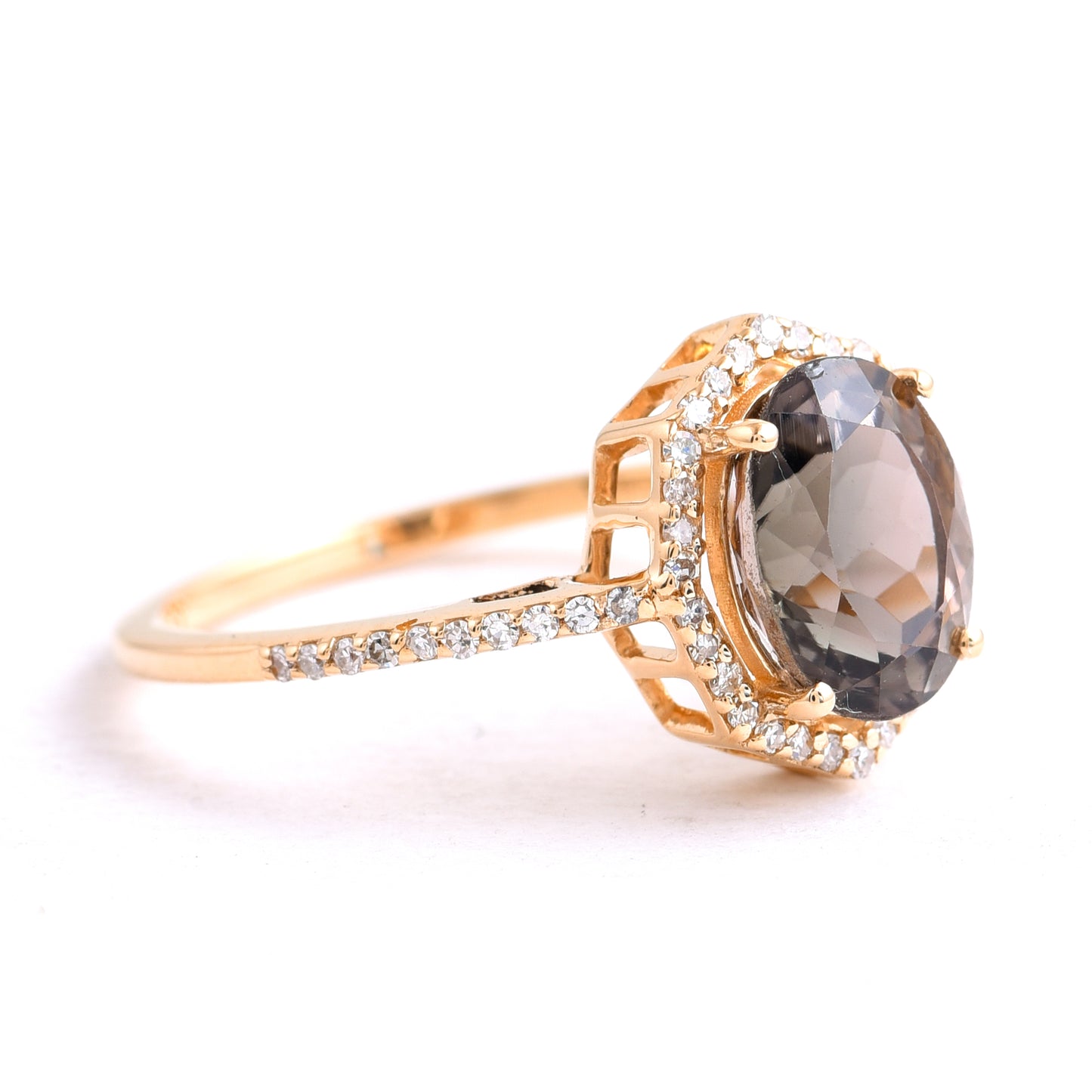 2.13 Ct Oval Mixed Cut Natural Tourmaline 14K Gold Ring