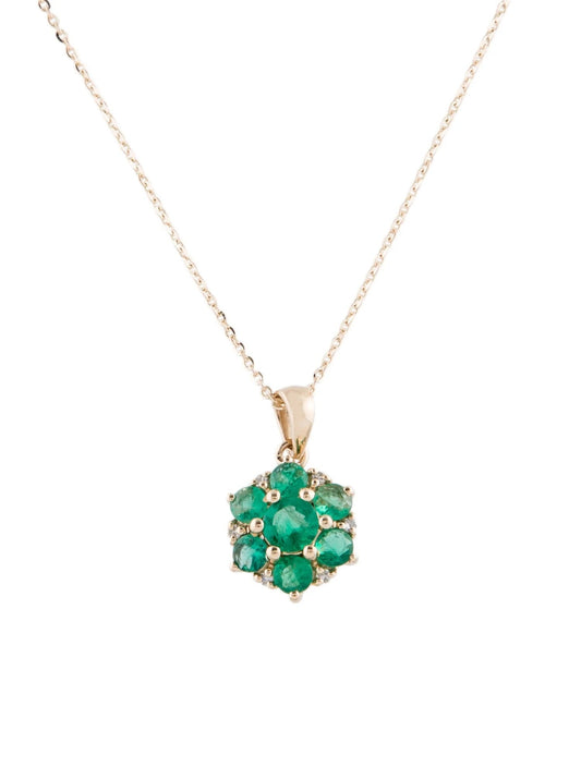 14K Emerald & Diamond Pendant Necklace