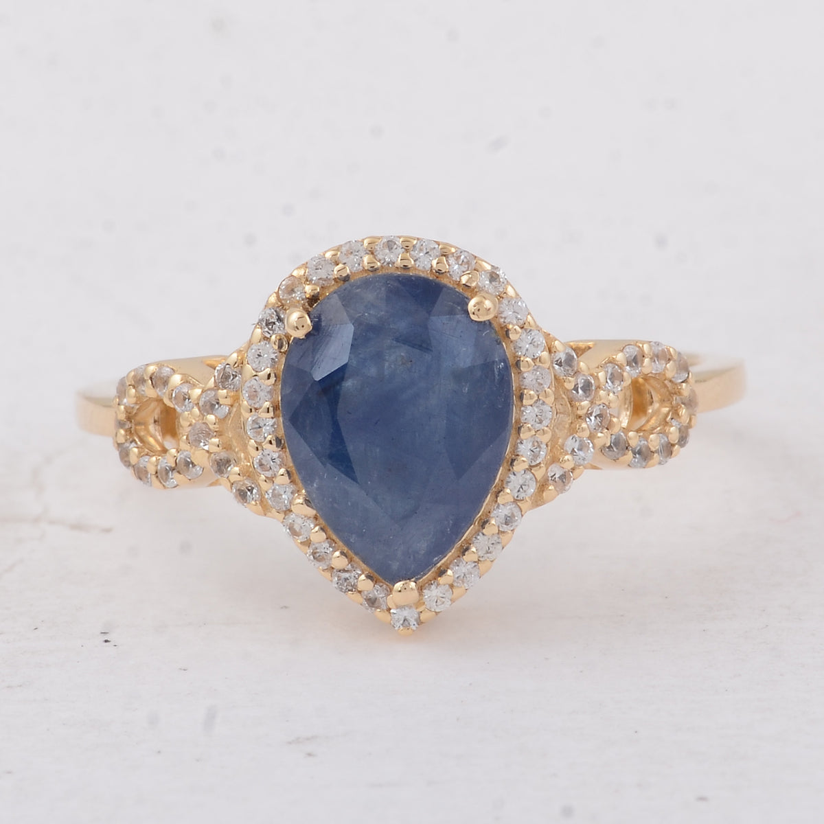 2.53 Ct Pear Sapphire 9K Gold Ring