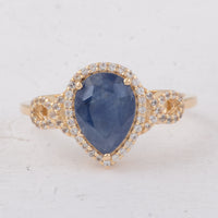 2.53 Ct Pear Sapphire 9K Gold Ring