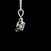 3.51 Ct Oval Blue Topaz, White Zircon 925 Sterling Silver Pendant