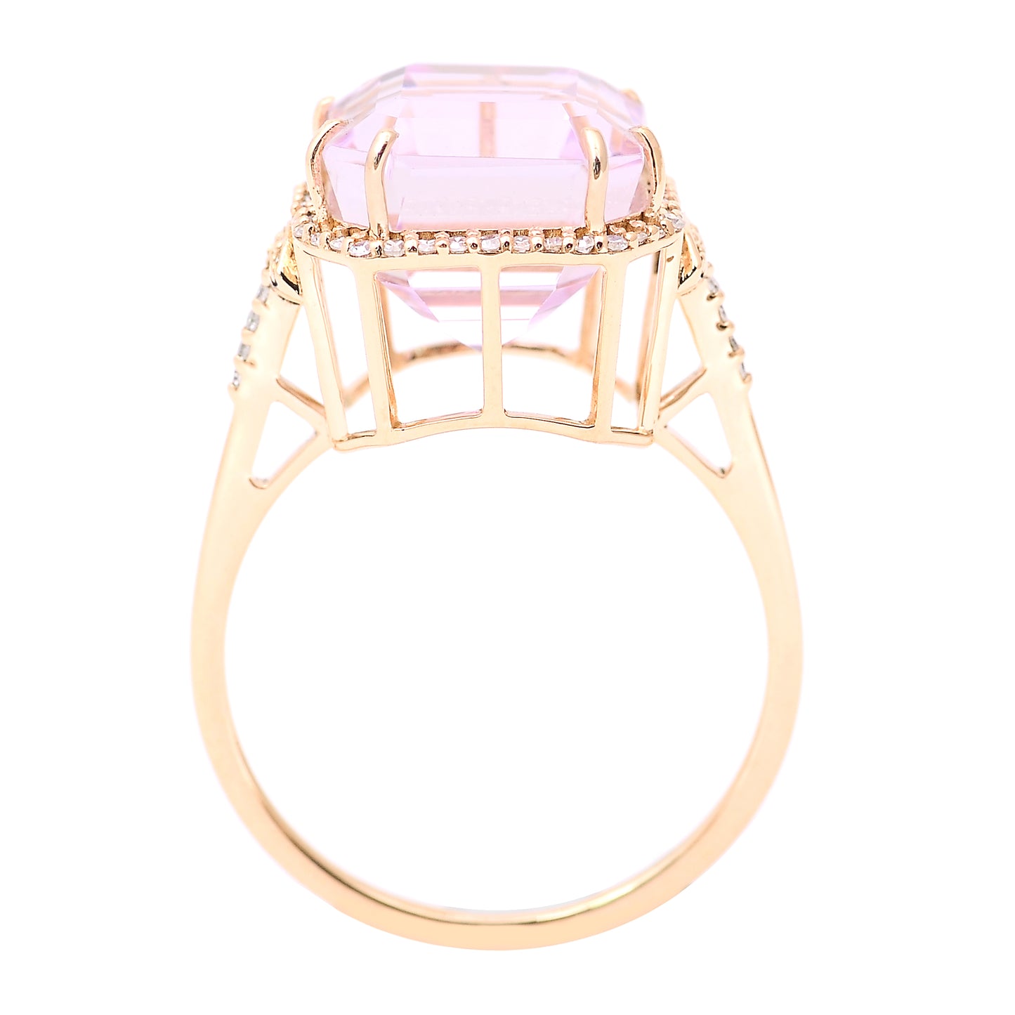 7.76 Ct Cushion Mixed Cut Natural Kunzite 14K Gold Ring