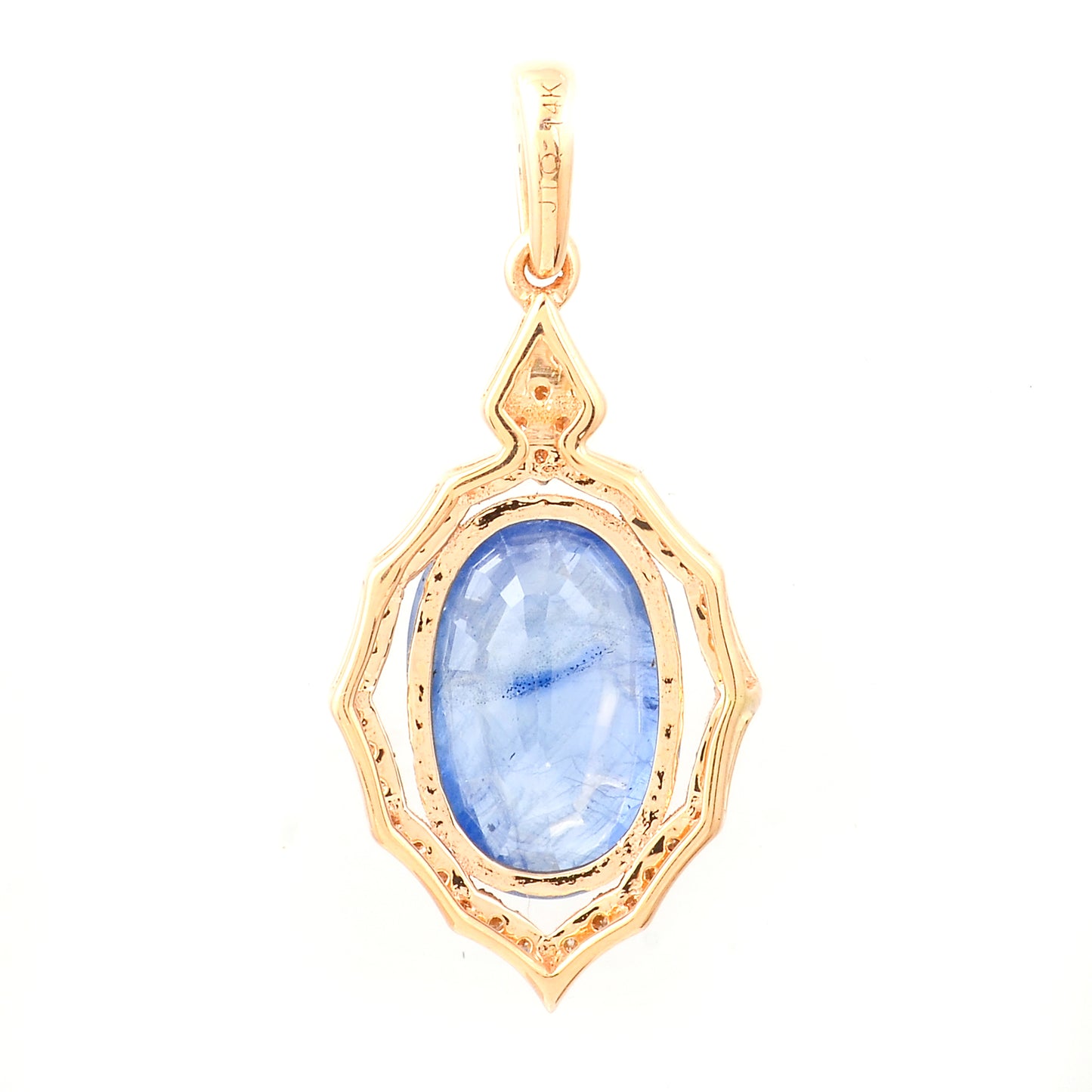 2.74 Ct Oval Mixed Cut Natural Sapphire 14K Gold Pendant