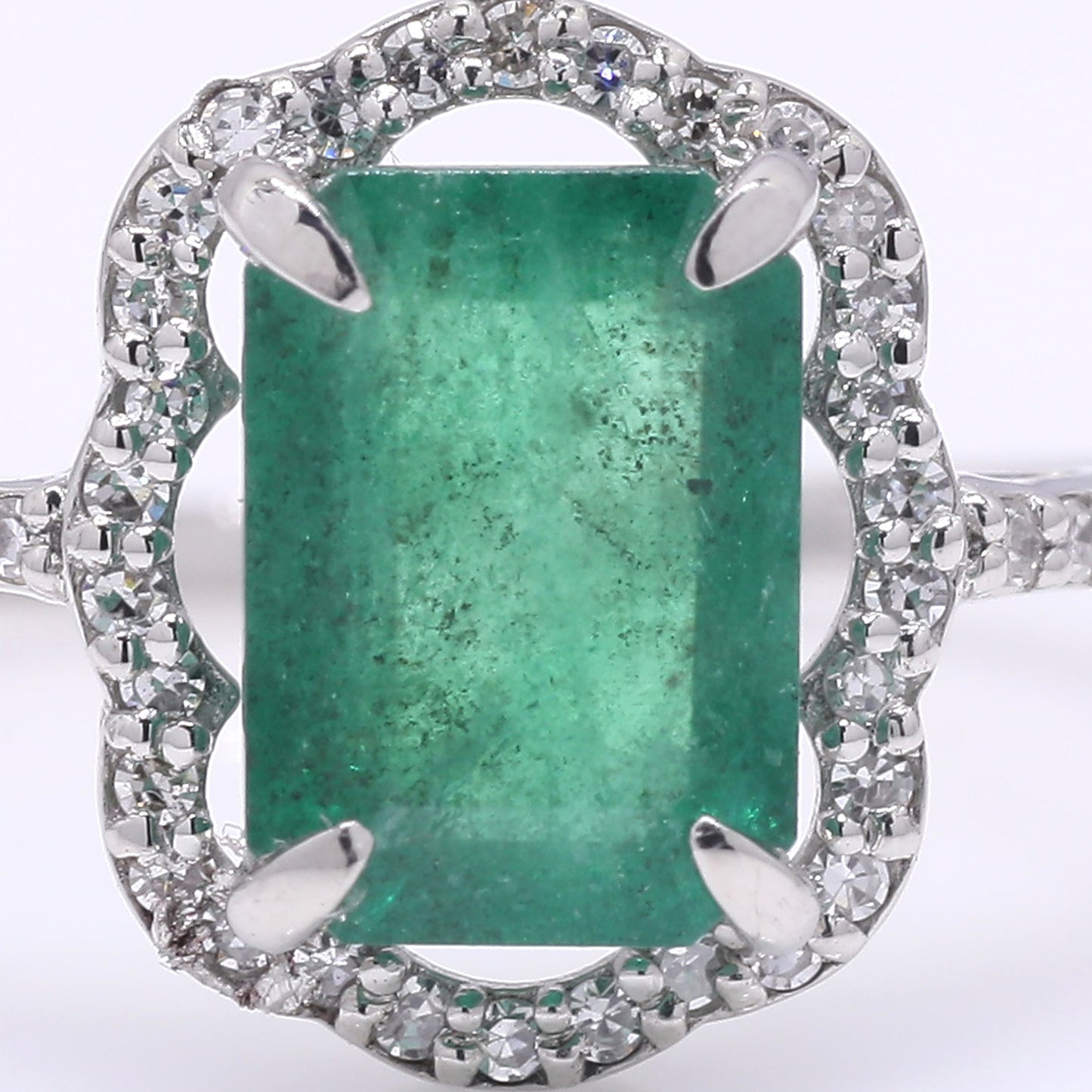 2.04 Ct Octagon Step Cut Natural Emerald 950 Platinum Ring