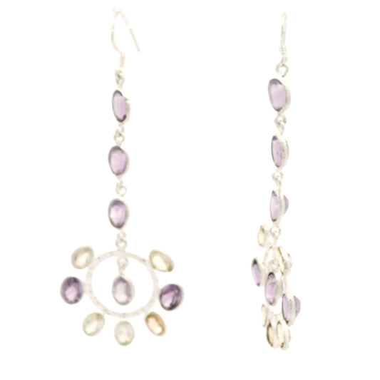 18.00 Ct Amethyst, Citrine 925 Sterling Silver Earrings