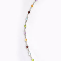 11.45 Ct Round Garnet, Peridot, Blue Topaz, Citrine, Amethyst 925 Sterling Silver Necklace