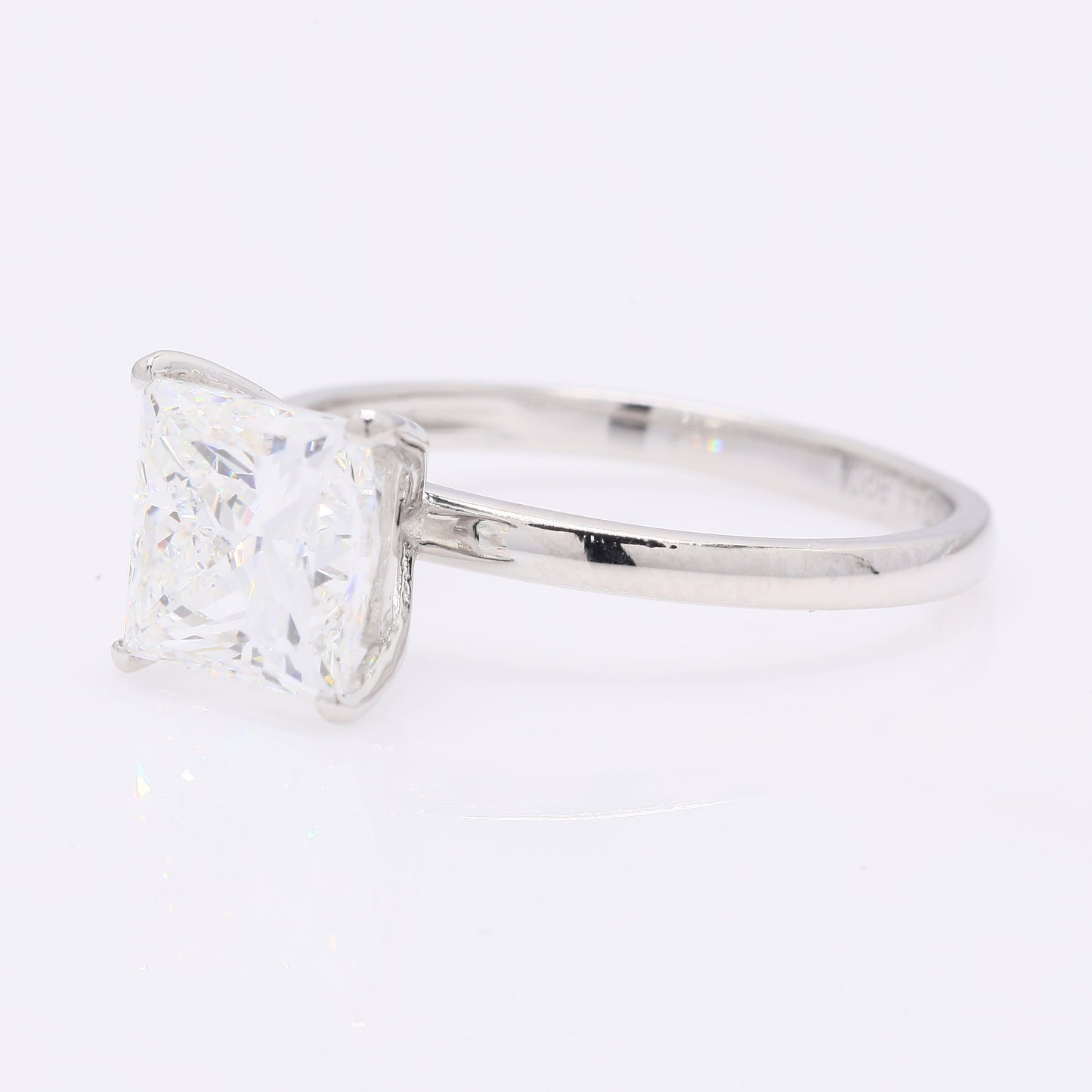 2.45 Ct Princess Cut Lab Grown Diamond 950 Platinum Ring