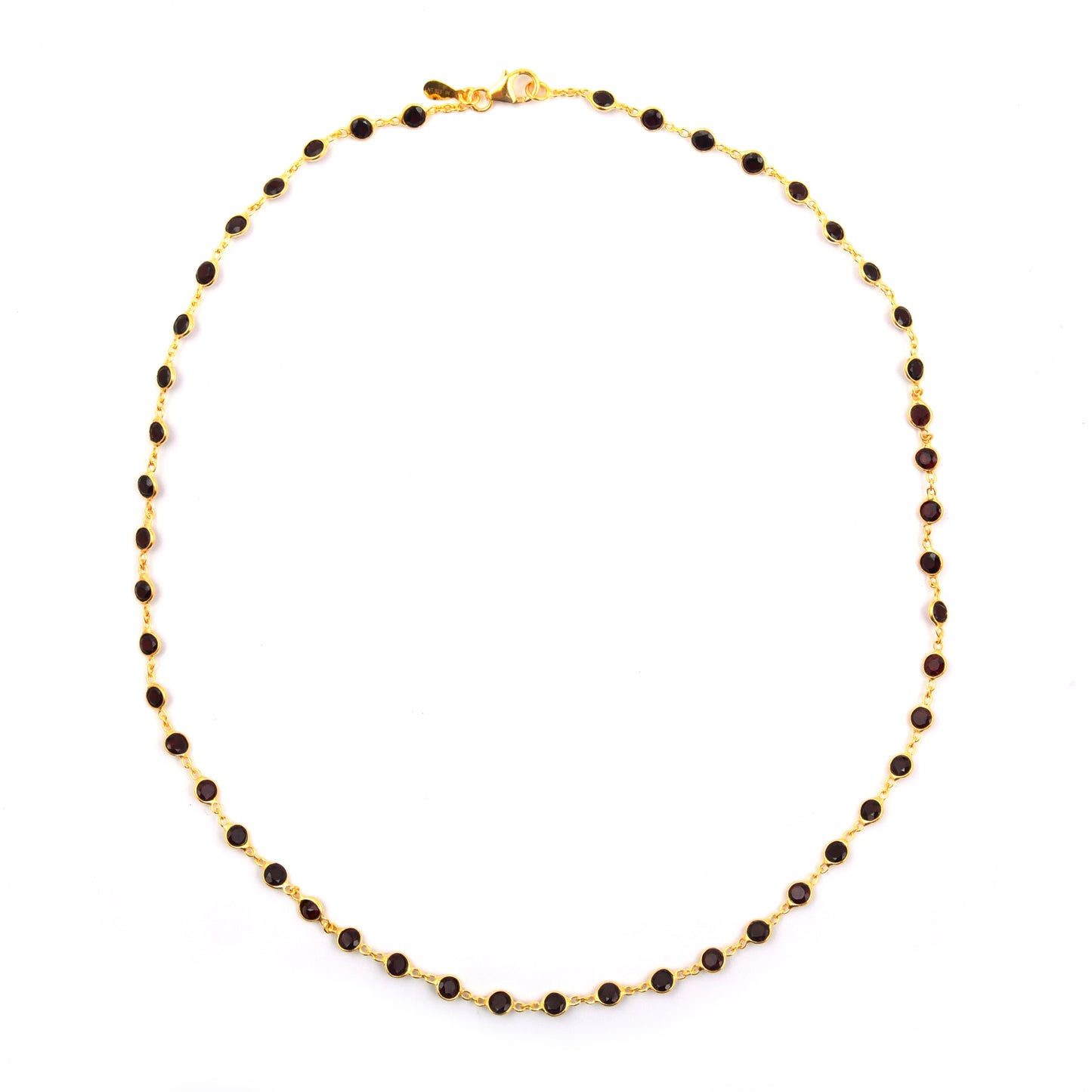 15.93 Ct Round Garnet 925 Silver Necklace