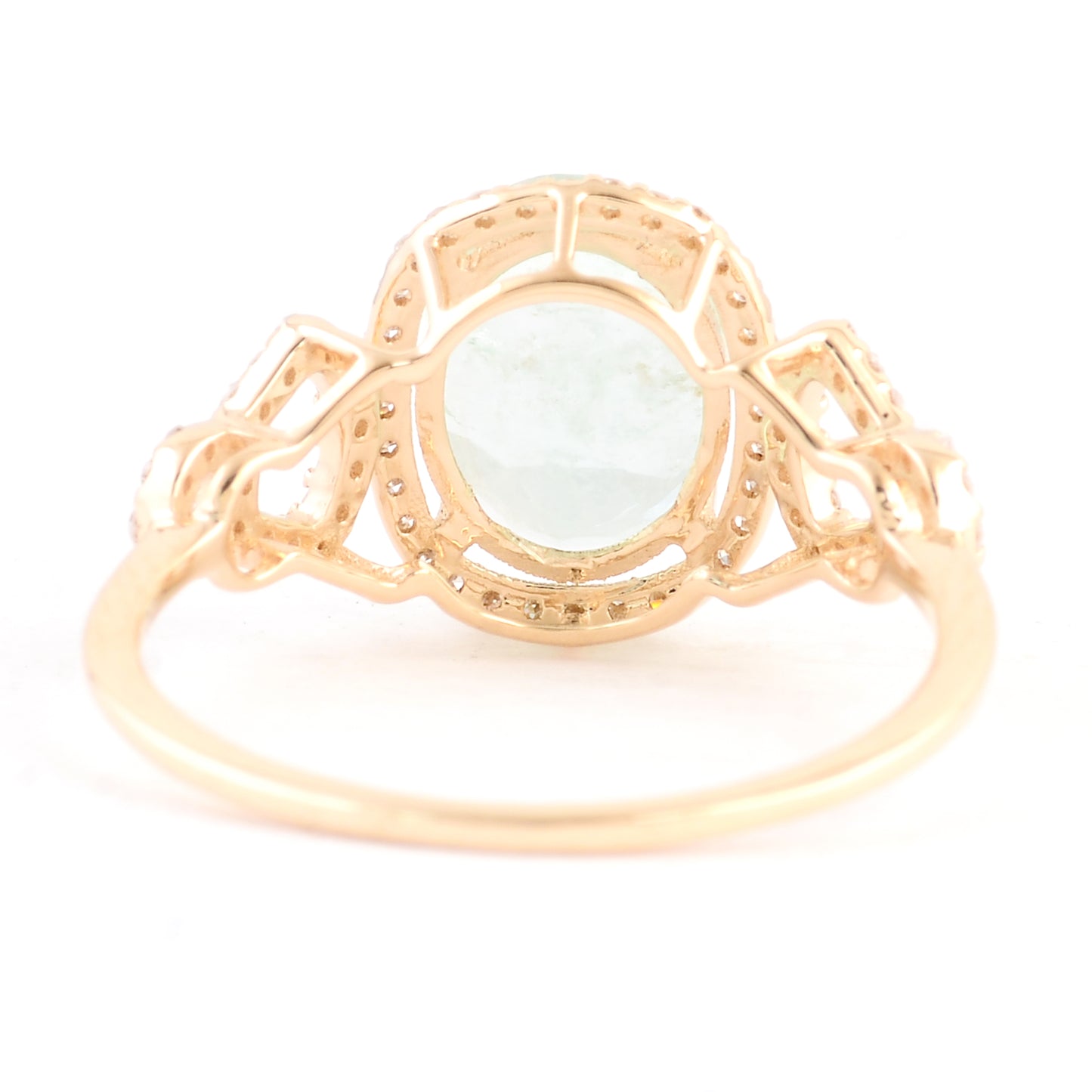 2.42 Ct Oval Mixed Cut Natural Beryl Emerald 14K Gold Ring