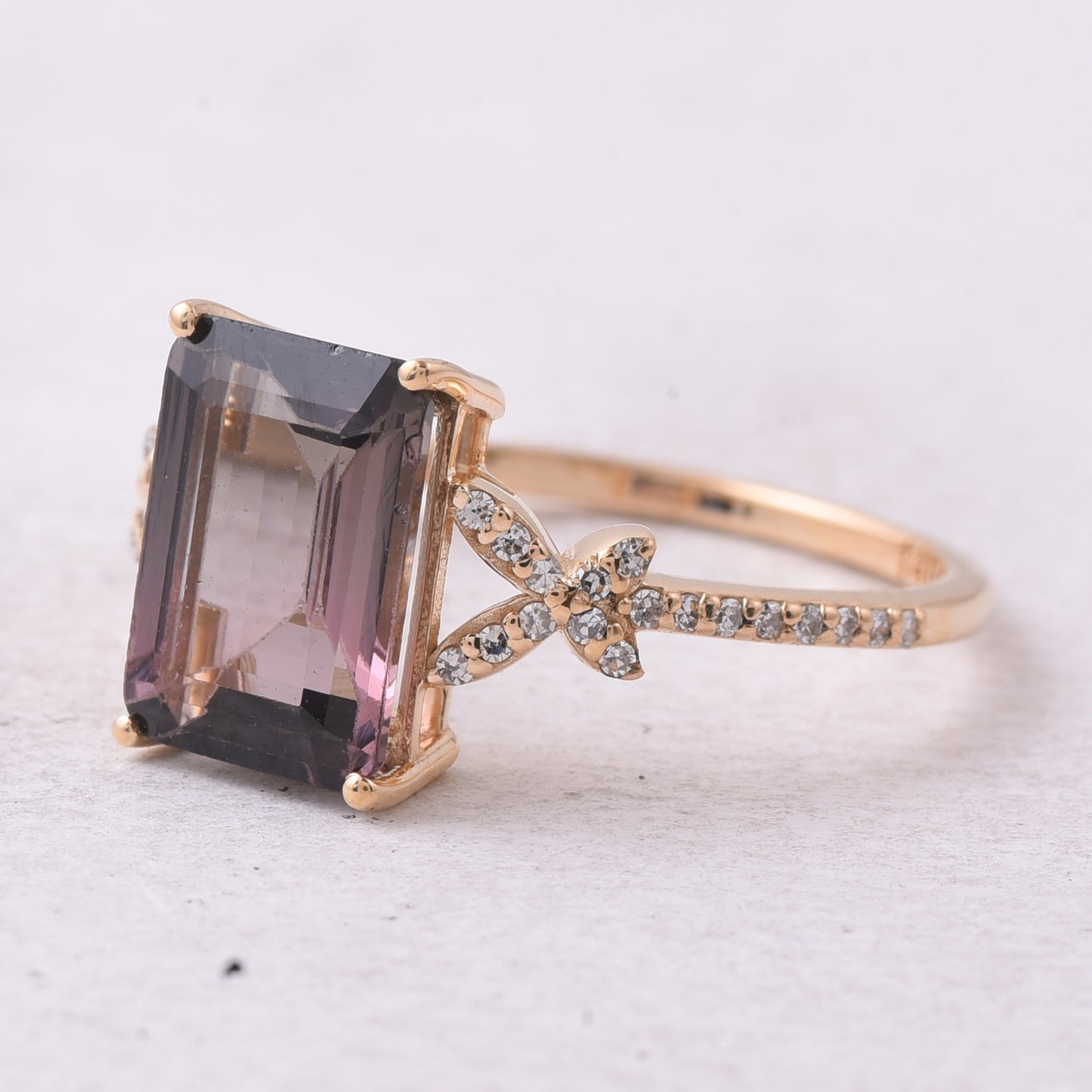 2.59 Ct Octagon Step Cut Natural Tourmaline 14K Gold Ring