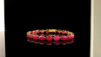 22.70 Ct Oval Ruby 14K Gold Bracelet