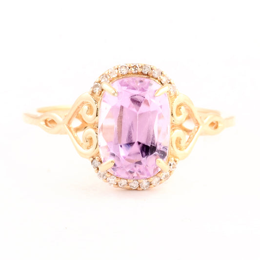 3.39 Ct Natural Spodumene Kunzite 14K Gold Ring
