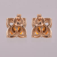 1.36 Ct Round Cabochon Cut Natural Fire Opal 14K Gold Earrings
