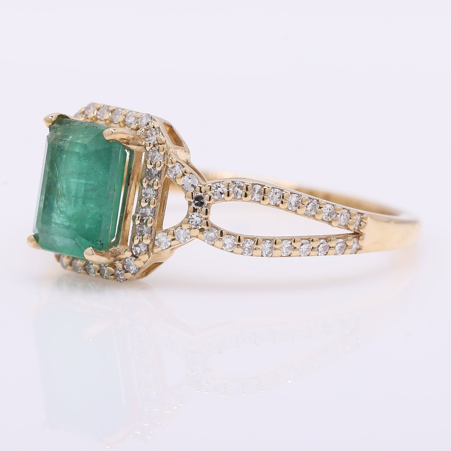 1.38 Ct Octagon Step Cut Natural Emerald 14K Gold Ring
