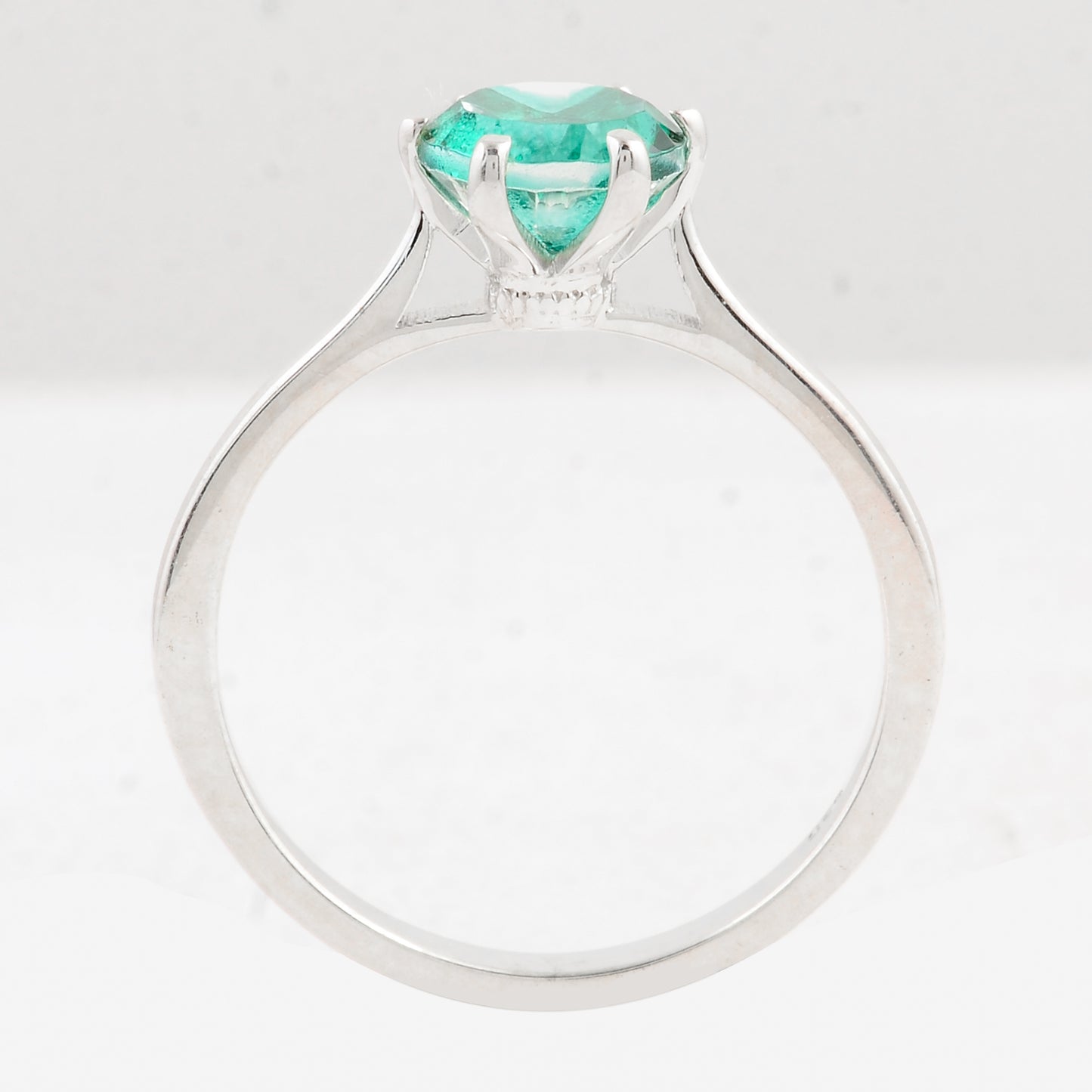 1.62 Ct Round Green Topaz 925 Sterling Silver Ring