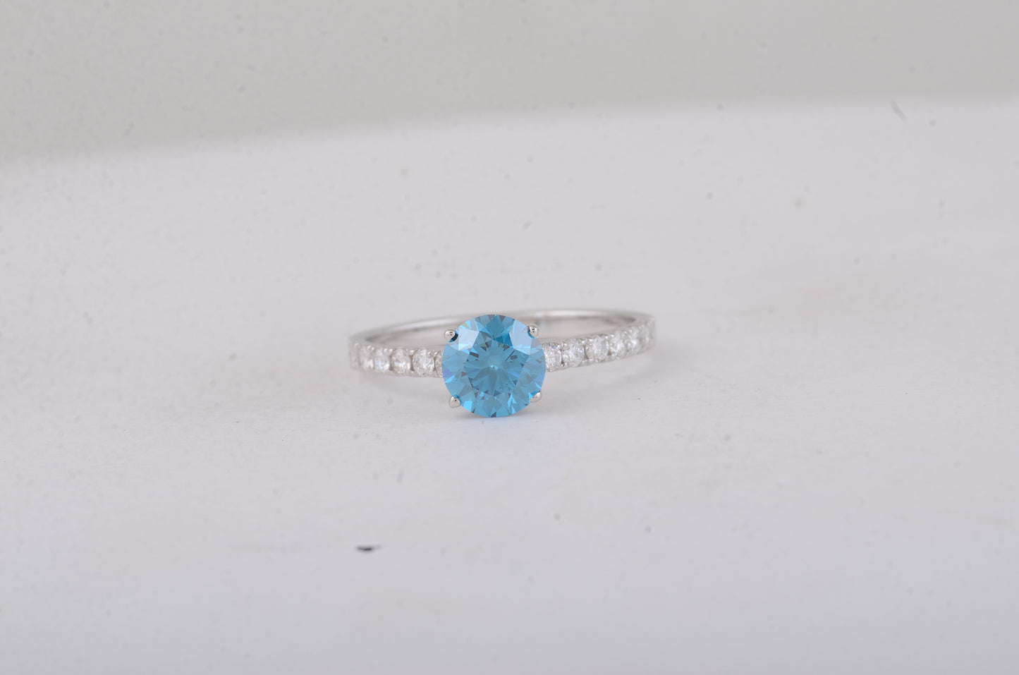 1.39 Carats Blue Lab Grown Diamond 14K Gold Ring