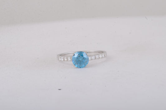 1.39 Carats Blue Lab Grown Diamond 14K Gold Ring