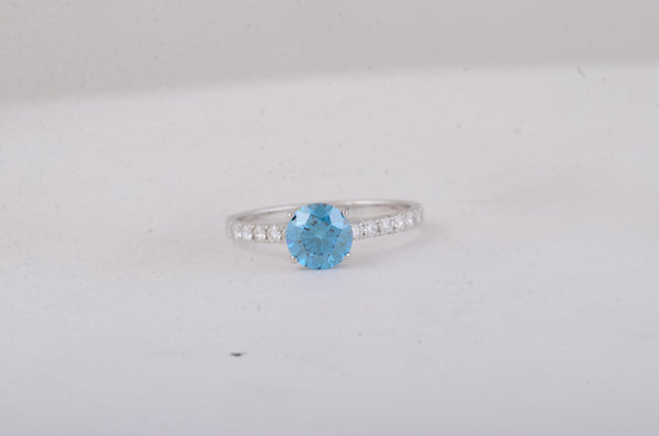1.39 Carats Blue Lab Grown Diamond 14K Gold Ring