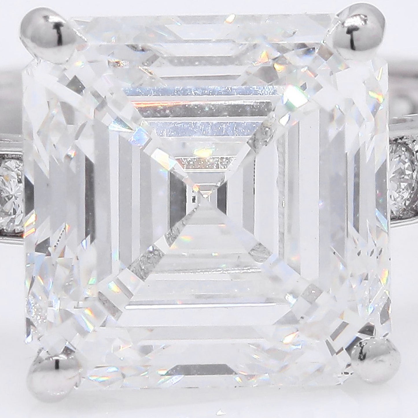 4.53 Ct Square Emerald Cut Lab Grown Diamond 950 Platinum Ring