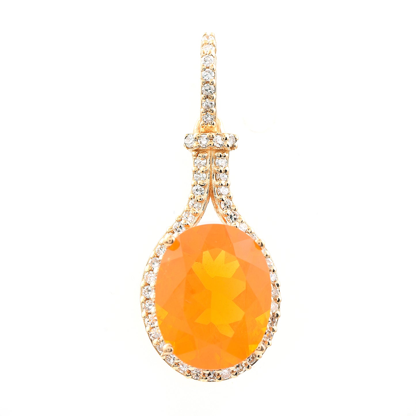 1.75 Ct Oval Mixed Cut Natural Fire Opal 14K Gold Pendant