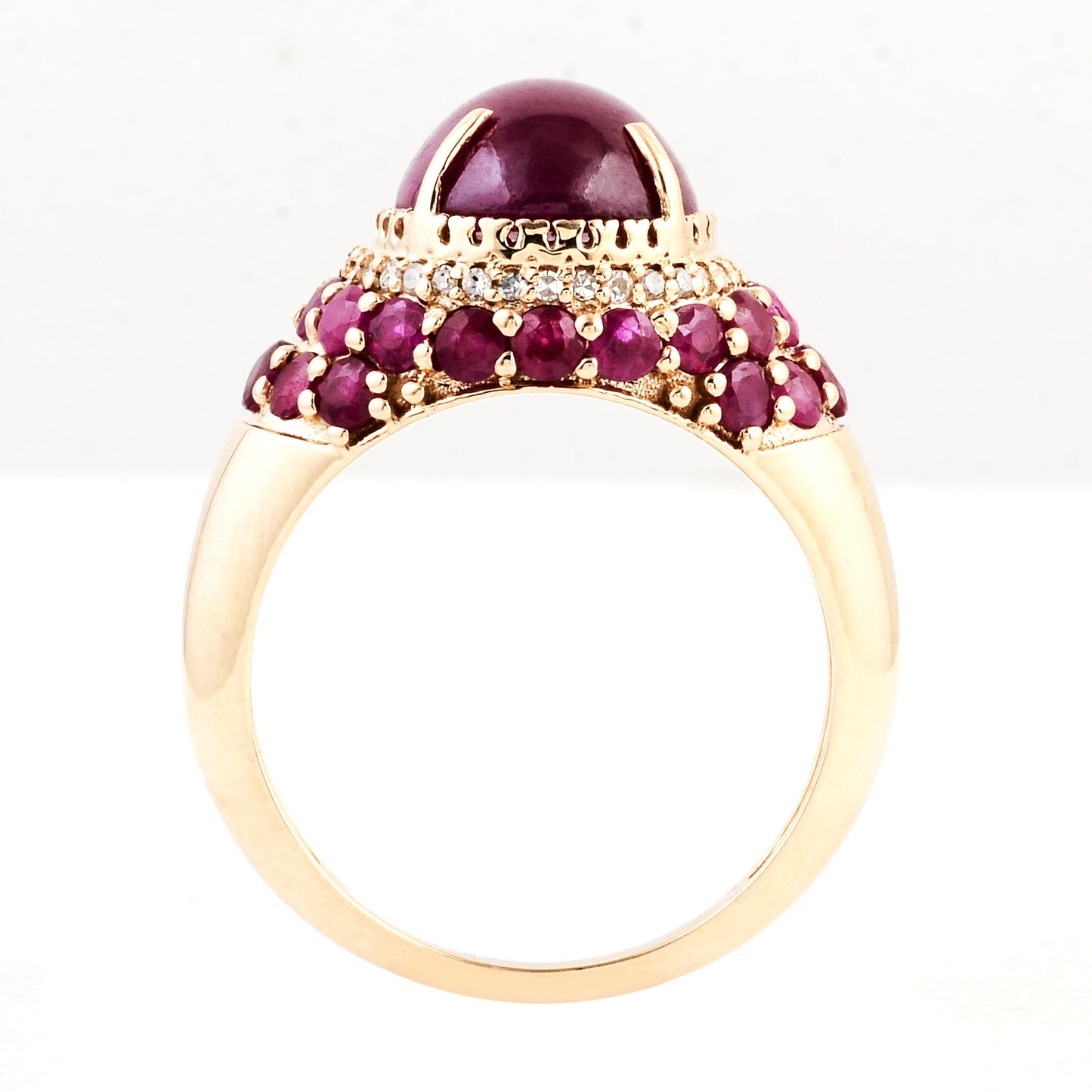6.83 Ct Oval Cabochon Ruby 14K Gold Ring