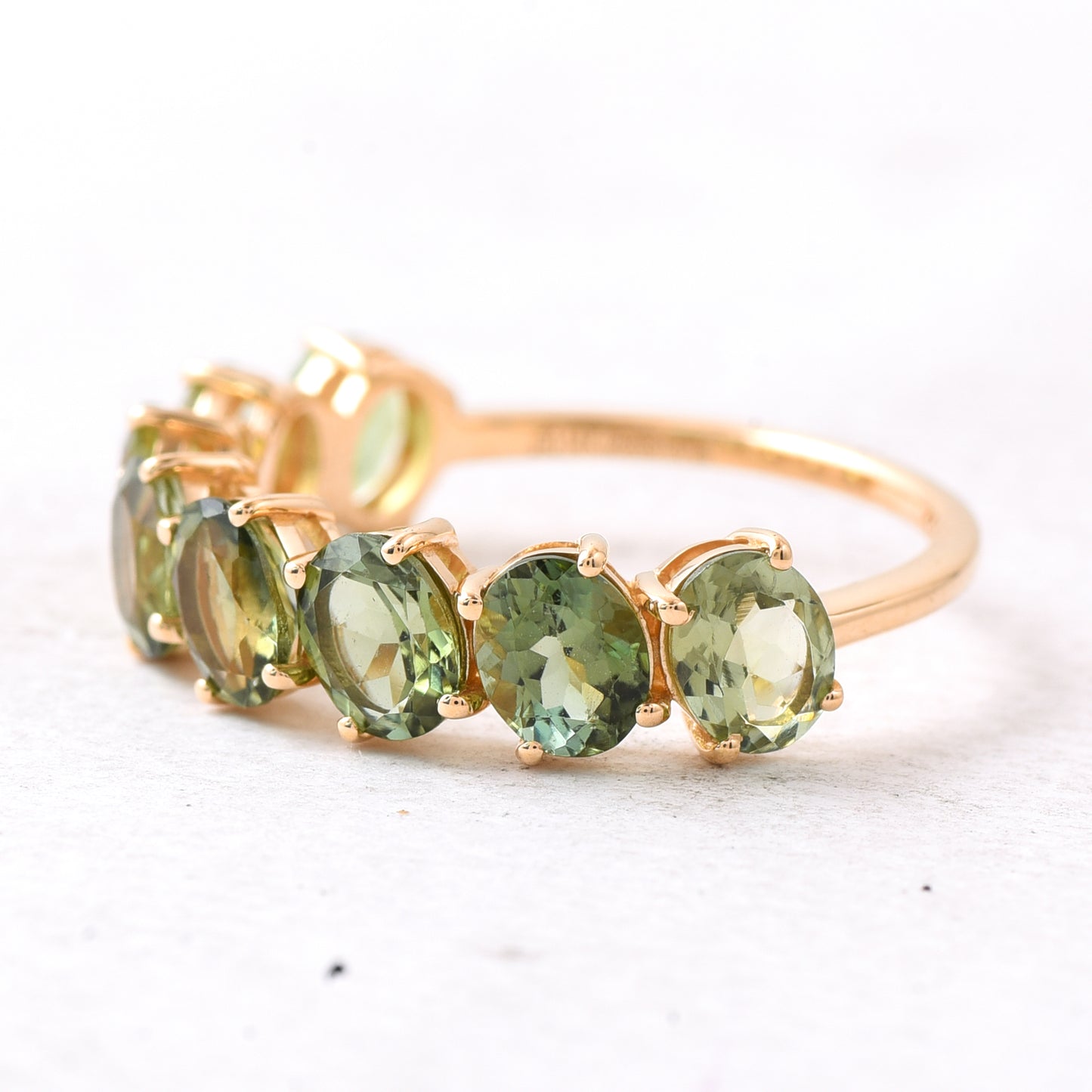 2.73 Ct Oval Mixed Cut Natural Green Tourmaline 14K Gold Ring
