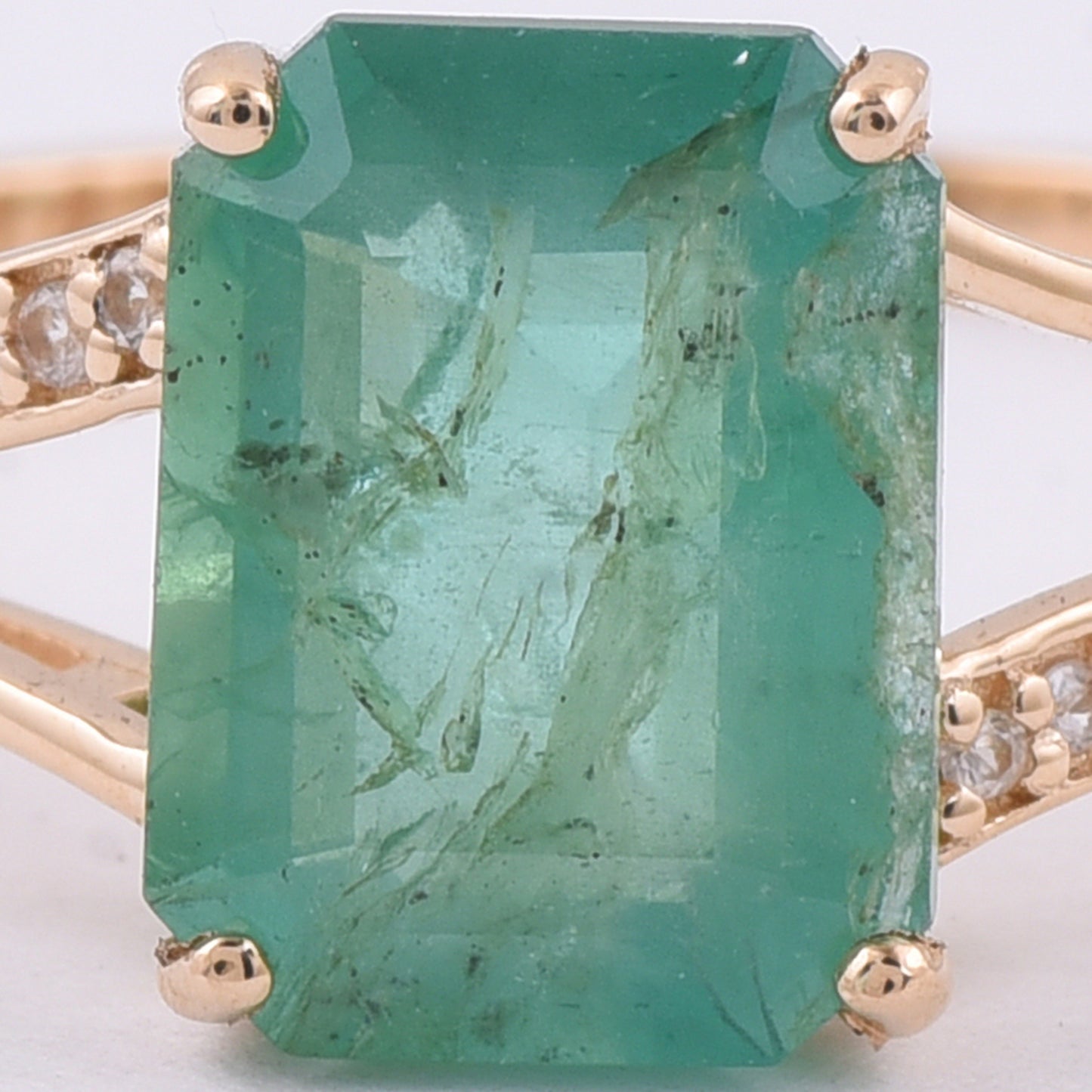 1.89 Ct Octagon Step Cut Natural Emerald 14K Gold Ring